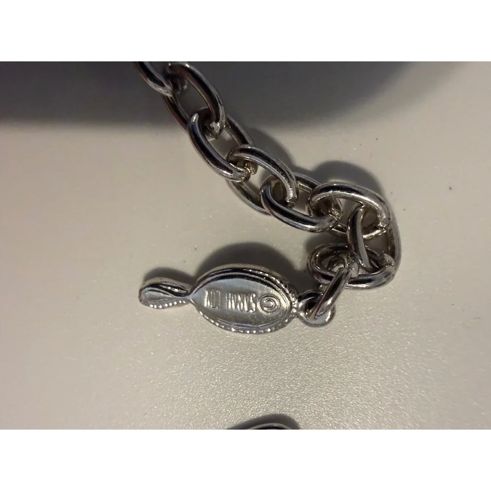 Sarah Coventry Vintage Silver Tone Purple Bead‎ Bar Link Adjustable Necklace